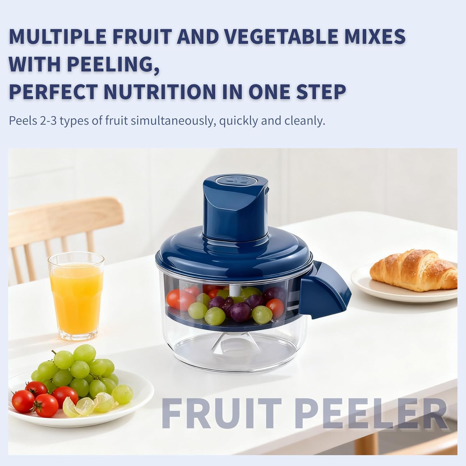 Automatic Electric Peeler Machine - 3-in-1 Effortless Peeler for Potatoes, Garlic, Vegetables and Fruits | Quick Safe Kitchen Helper with [Function] Blade