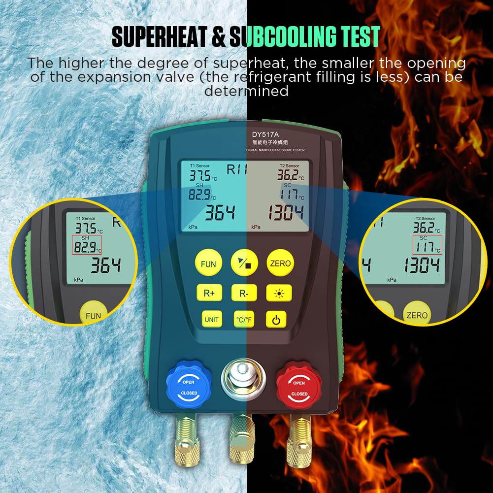 Superheat Walk In Cooler Subcooling Hvac Gauges Digital Manifold