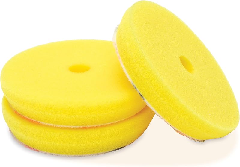Griot's Garage Almohadillas de espuma perfeccionadoras de 3 pulgadas para pulido y detalles de automóviles, almohadillas de pulido para corrección de pintura, pulido y encerado, amarillo, juego de 3
