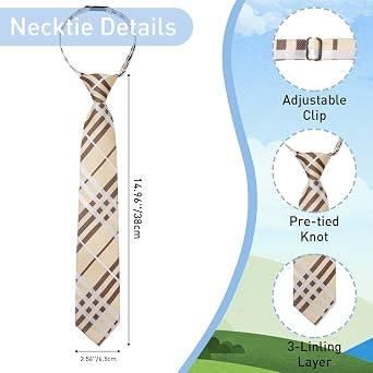 Enlision Boy Tie Striped Pre-Tied Plaid Kid Necktie