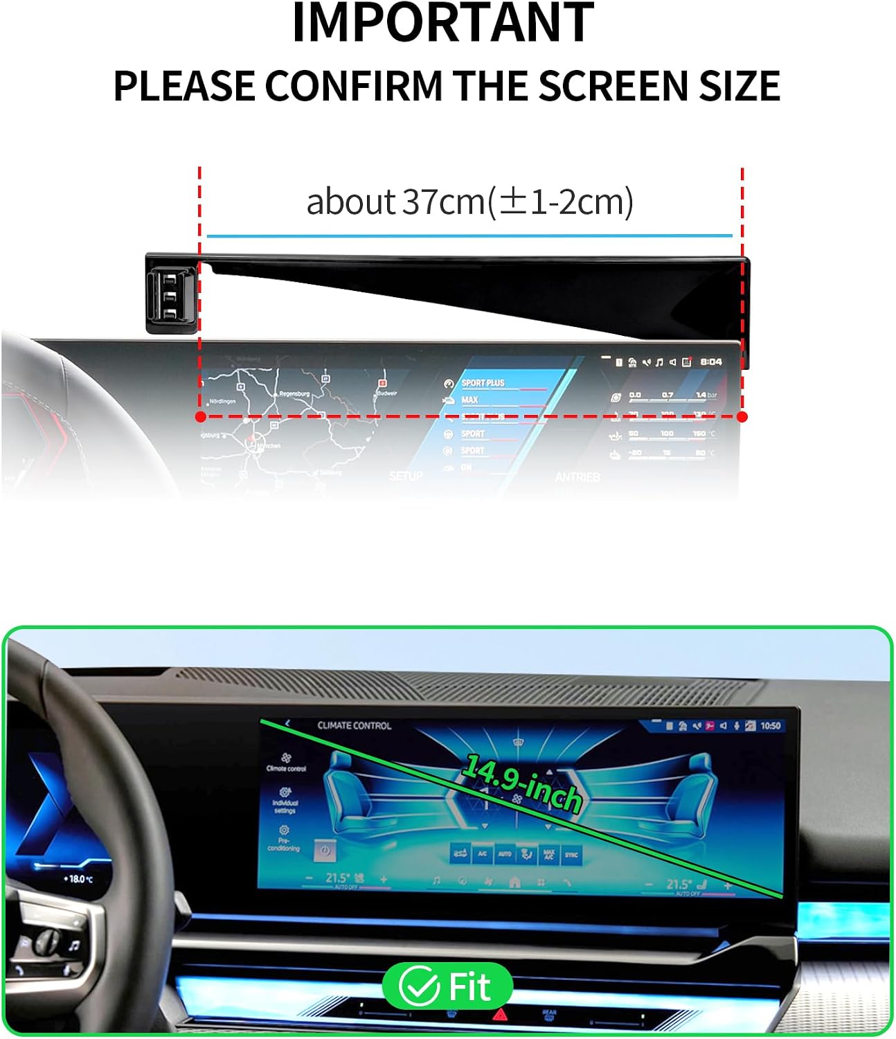 Wireless Charging Car Phone Holder for BMW M5 2025 / BMW 5-Series/i5 2024-2025, 14.9" Screen Fixed Clip, 360° Rotation Car Phone Mount Compatible with MagSafe