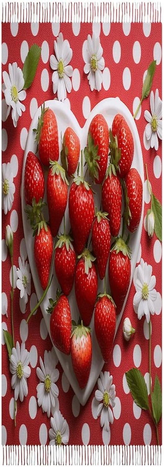A Plate of Strawberries Scarf for Women Men Soft Warm Fashion Blanket Scarves Classic Cashmere Feel Scarf Long Shawl Large Scarves Cold Weather Thick Blanket Scarfs
