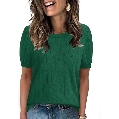 Sampeel Short Sleeve Sweater for Women Round Neck Knit Work Tops Beach Fashion Vacation Clothes Summer Outfits 2026