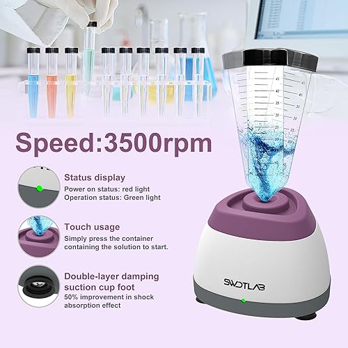 Miniatura 3 de Mini mezclador de vórtice, mezclador de vórtice de laboratorio, velocidad de 3500 rpm con función táctil, indicador LED, mezclador de pintura