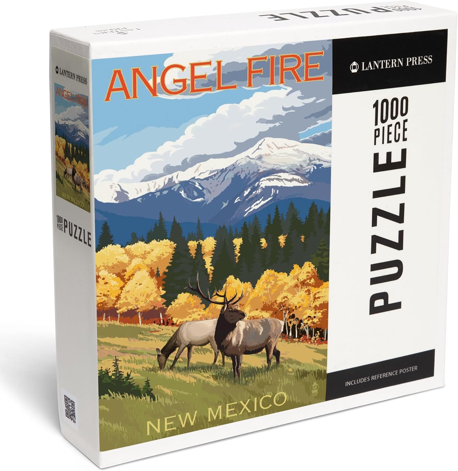 Lantern Press Angel Fire, New Mexico, Elk and Mountains 1000 Piece Jigsaw Puzzle for Adults, Made in USA with Reference Poster