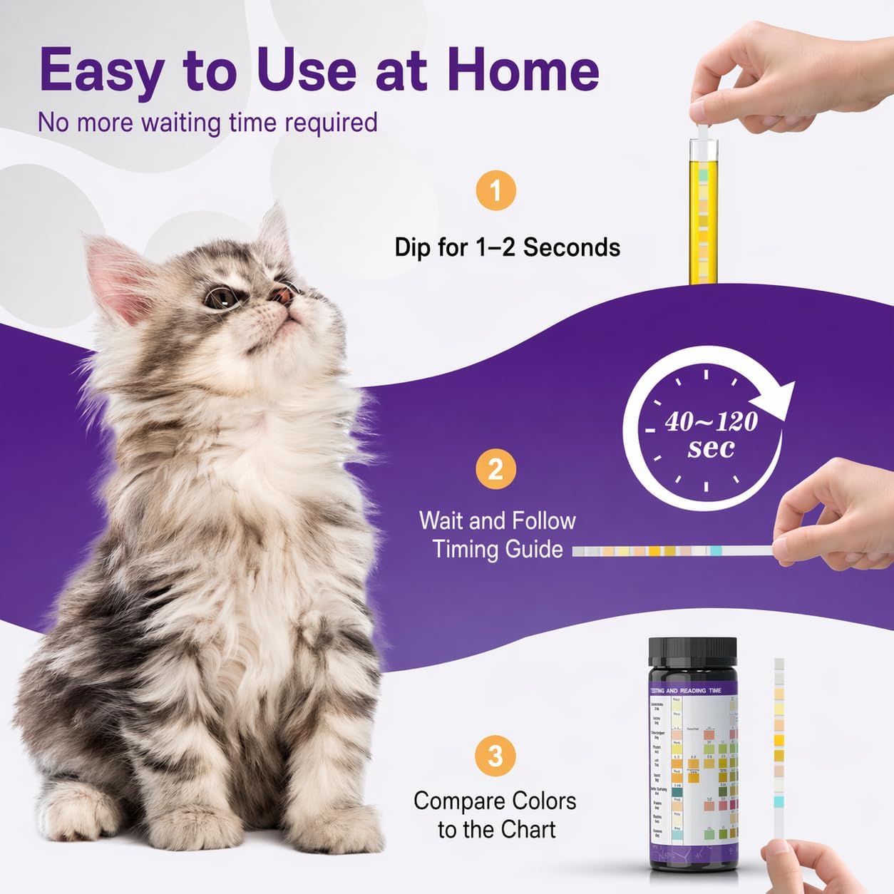 Carethetic Pet Urine Test Strips for Dogs & Cats, 10-Parameter Urinalysis Test Kit, 100 Reagent Strips for At-Home Urine Health Screening, Fast Results, Easy to Use