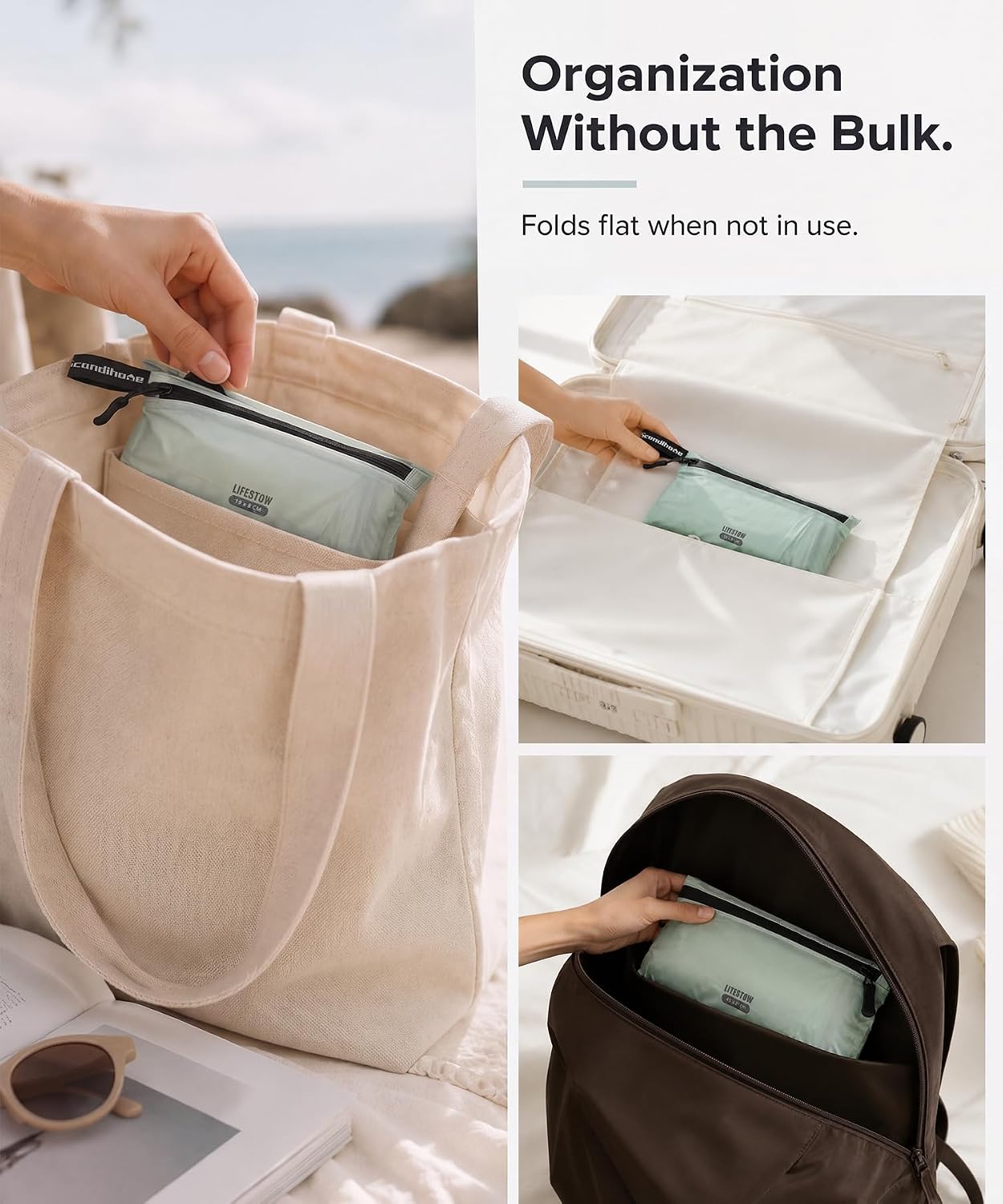 Ultralight Travel Organizer Bags, 4 Set Lightweight Zipper Pouches for Packing, Soft Packing Cubes for Carry-On Suitcase, Clothes, Underwear, Toiletries and Small Essentials, Sage Green