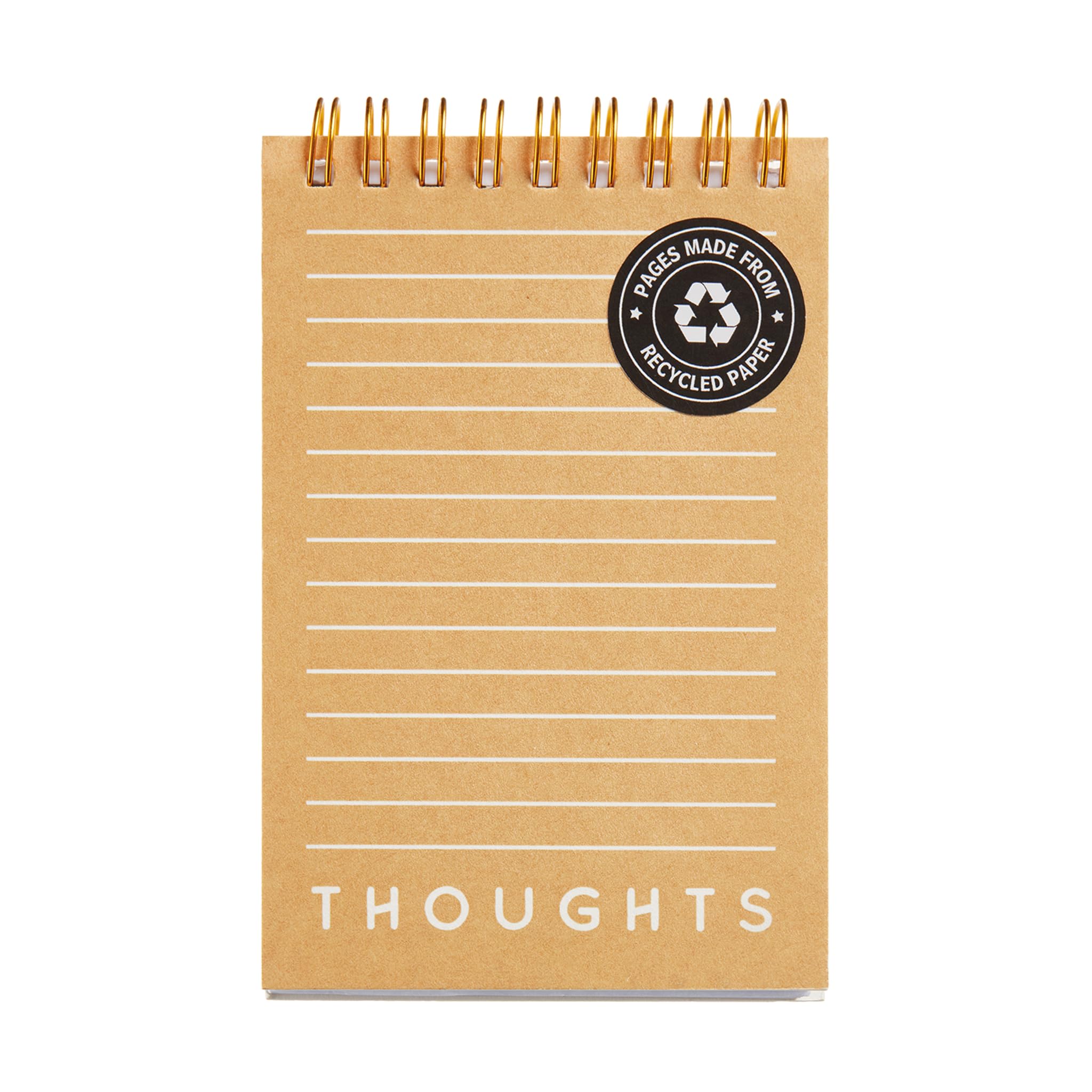 Miquelrius - Notepad, Mini pad with printed cardboard cover, 80 ruled sheets of 70 g/m², Mini notebook with white recycled paper, double spiral pad, Cute stationery, Mustard