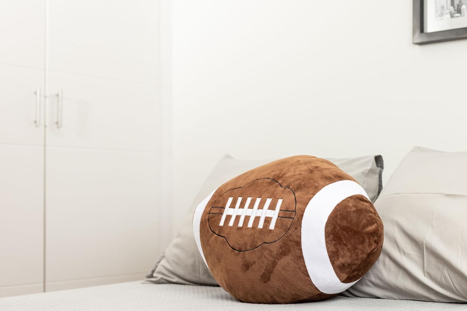 Football Pillow Plushies for Boys – 18 Inch Football Plush Decorative Pillow Plush Toy for Bedroom, Nursery – Soft Cotton Shell Home Decor Aesthetic Sports Toys for Boys and Girls