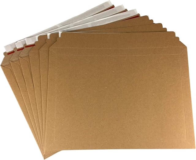 100 x Cardboard Envelopes 249mm x 352mm 400gsm Card - Peel and Seal - Rip and Strip Open - Capacity Book Mailers/Card Mailers for Royal Mail Large Letter Posting (PIP) - by Crimson Starfish