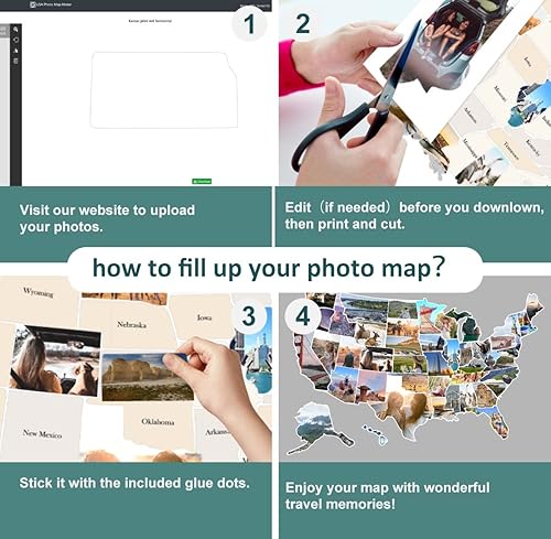 Miniatura 7 de Mapa de fotos de Estados Unidos – Mapa de viaje de 50 estados de 24 x 36 pulgadas, incluye creador de fotos, regalo ideal para parejas, aventureros,