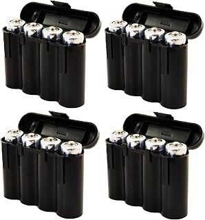 Powertron Batteries 4 Pack AA/AAA / CR123A Black Battery Holder Storage Cases