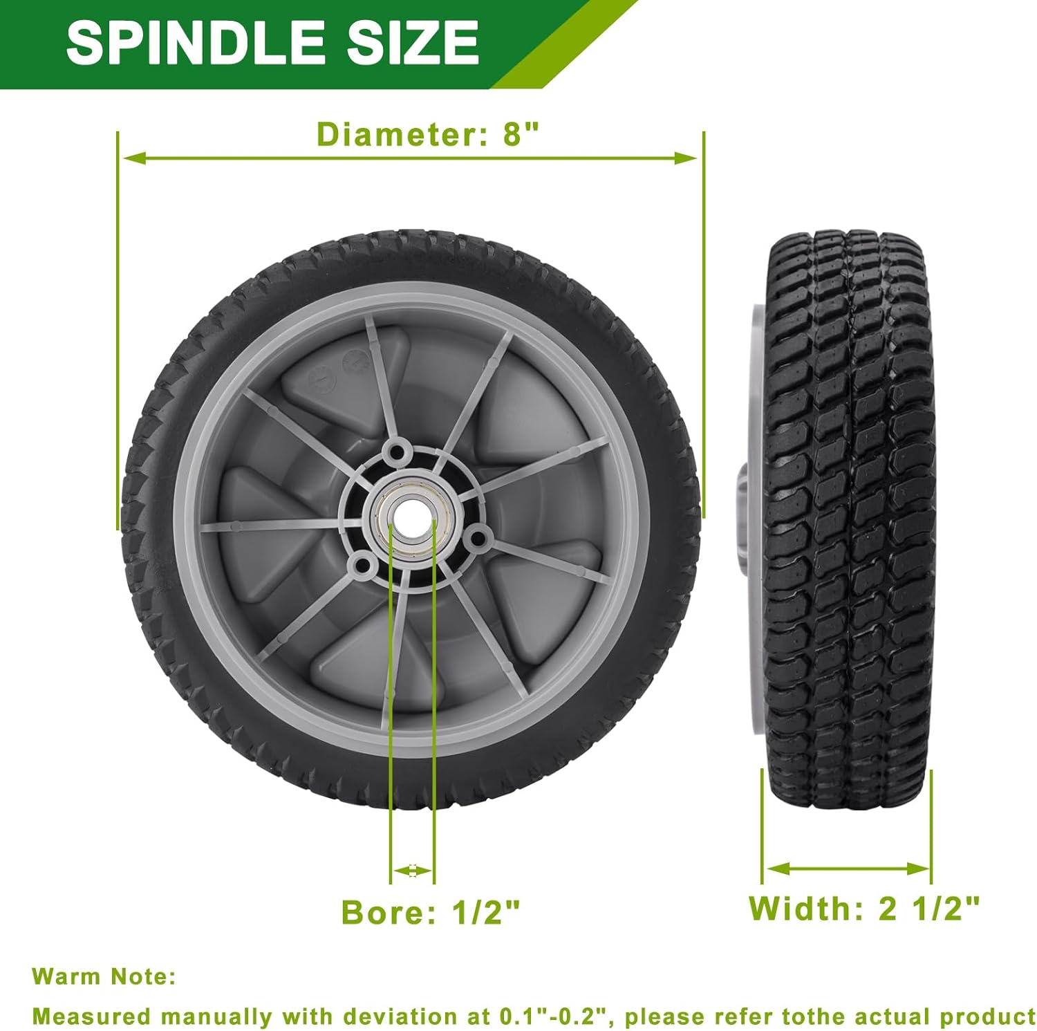 Lawn Mower 8 inch Front Wheels Replaces 125-2510 120-7045 Compatible with 30 inch TimeMaster 20199 20200 20975 20976 20977 20978 21199 21200 21810 21811 Lawn Mowers (2pack)