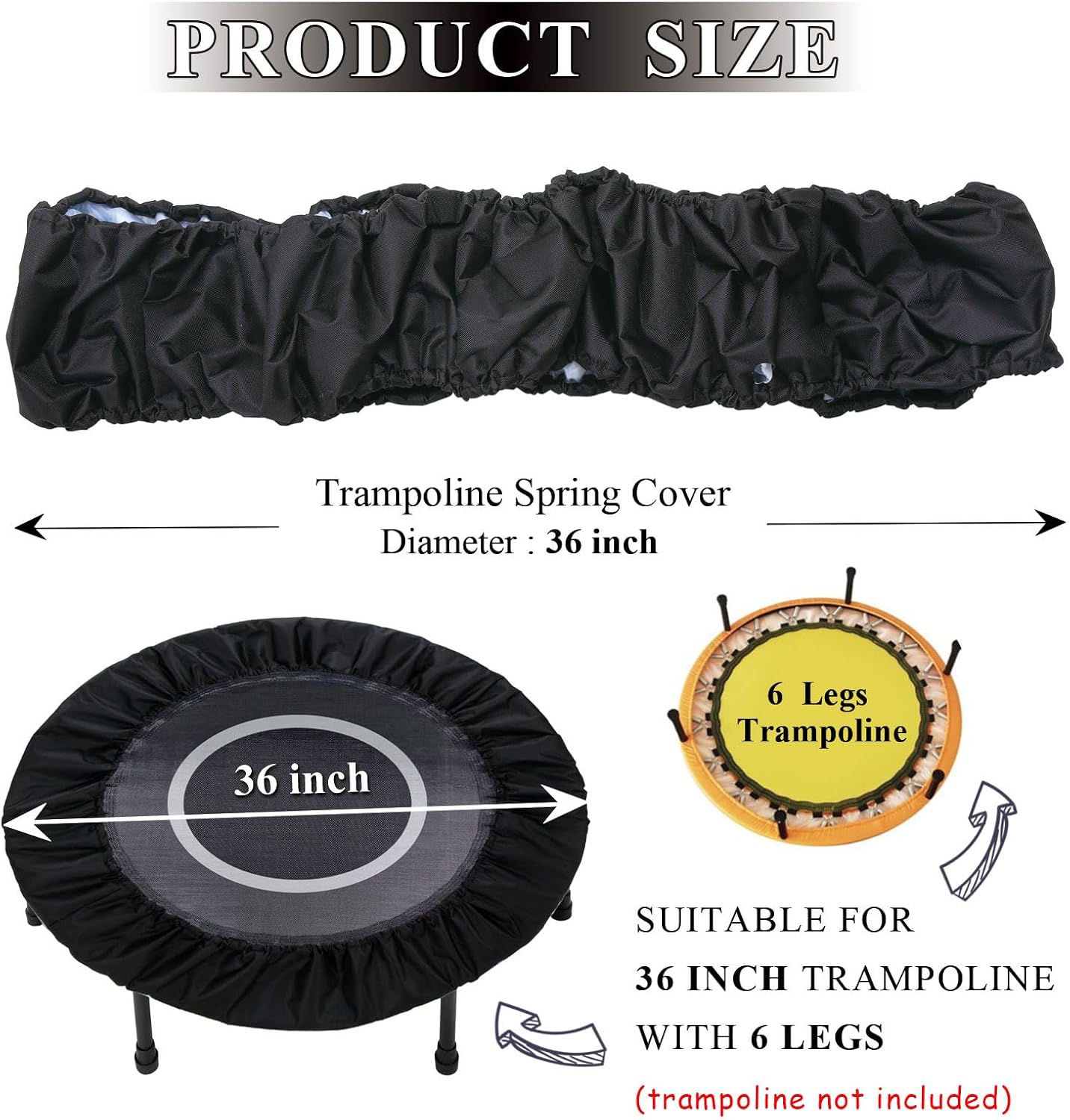 Mini Trampoline Spring Cover,36 38 40 48 60 Inch Round Trampoline Cover Replacement,600D Thickened Oxford Cloth Tear-Resistant, for Small Trampoline Frame, Cover Only
