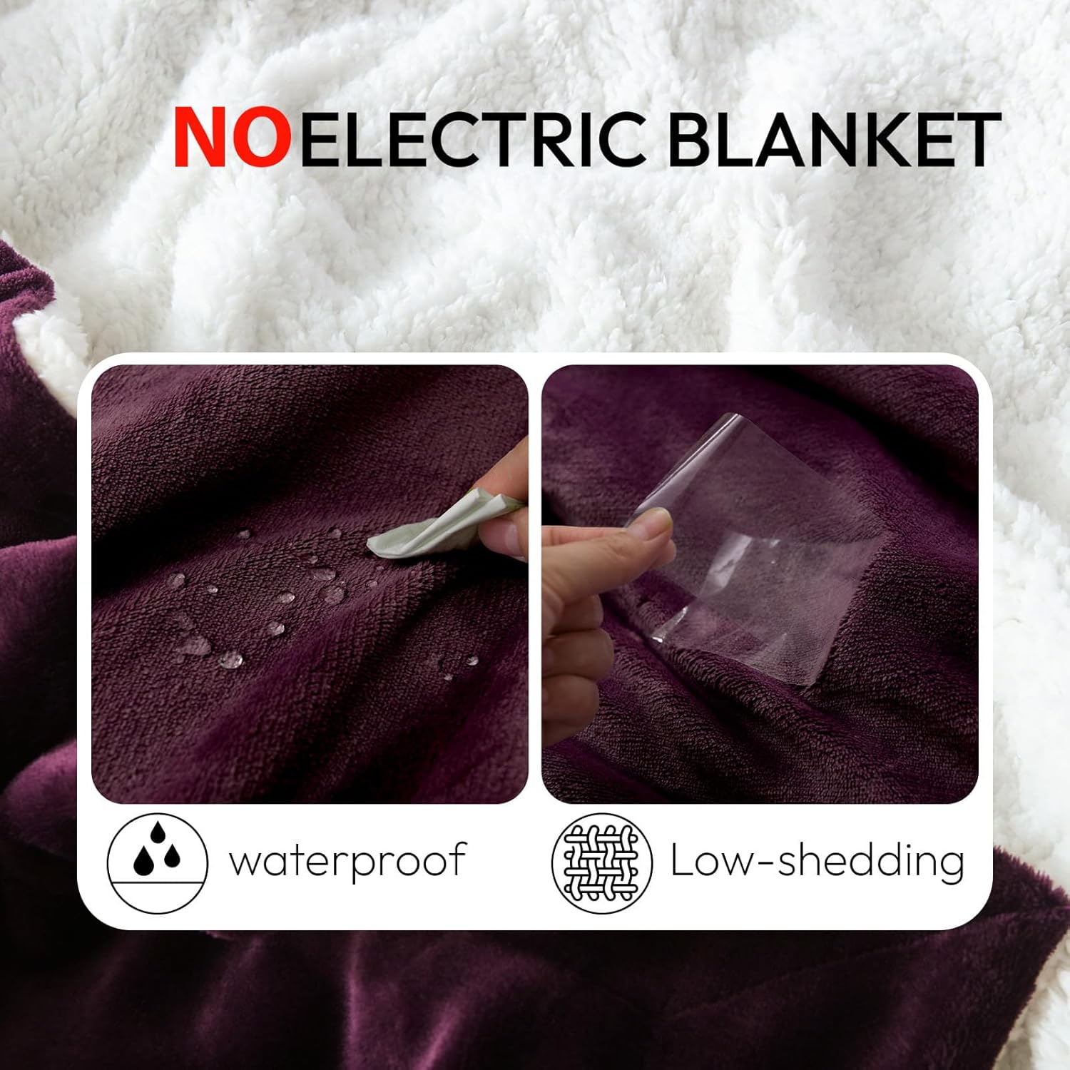 NANPIPER Sherpa Blanket, Super Soft Fuzzy Flannel Fleece/Wool Like Reversible Velvet Plush Couch Blanket, Lightweight Warm Blankets for Winter (Throw Size 50"x60", Purple) - Image 4