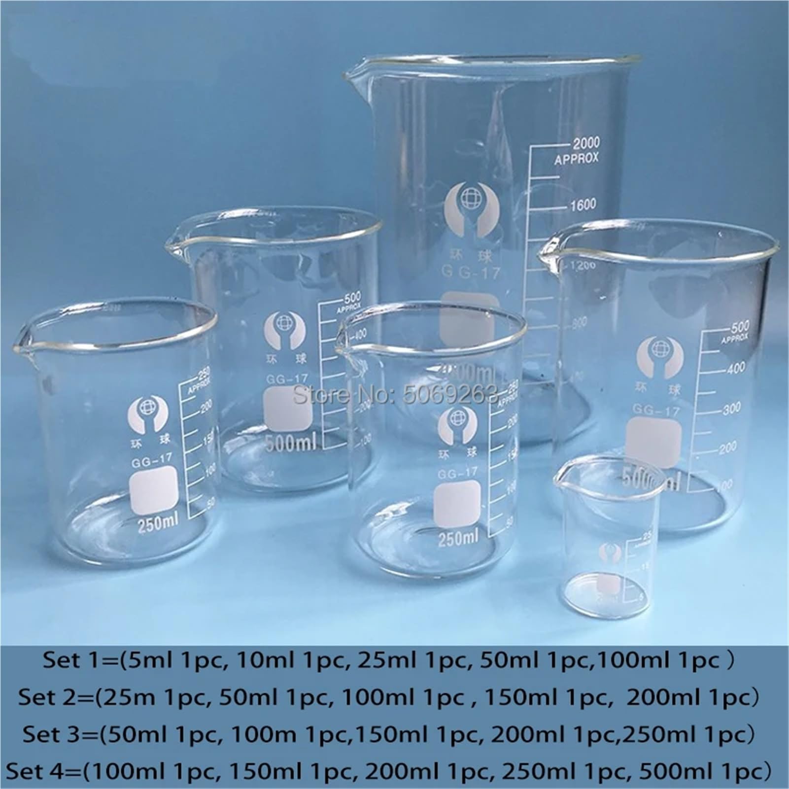 1set Lab Borosilicate Glass Beaker Chemical Form Borosilicate 3.3 Glass with Graduation(3000ml)
