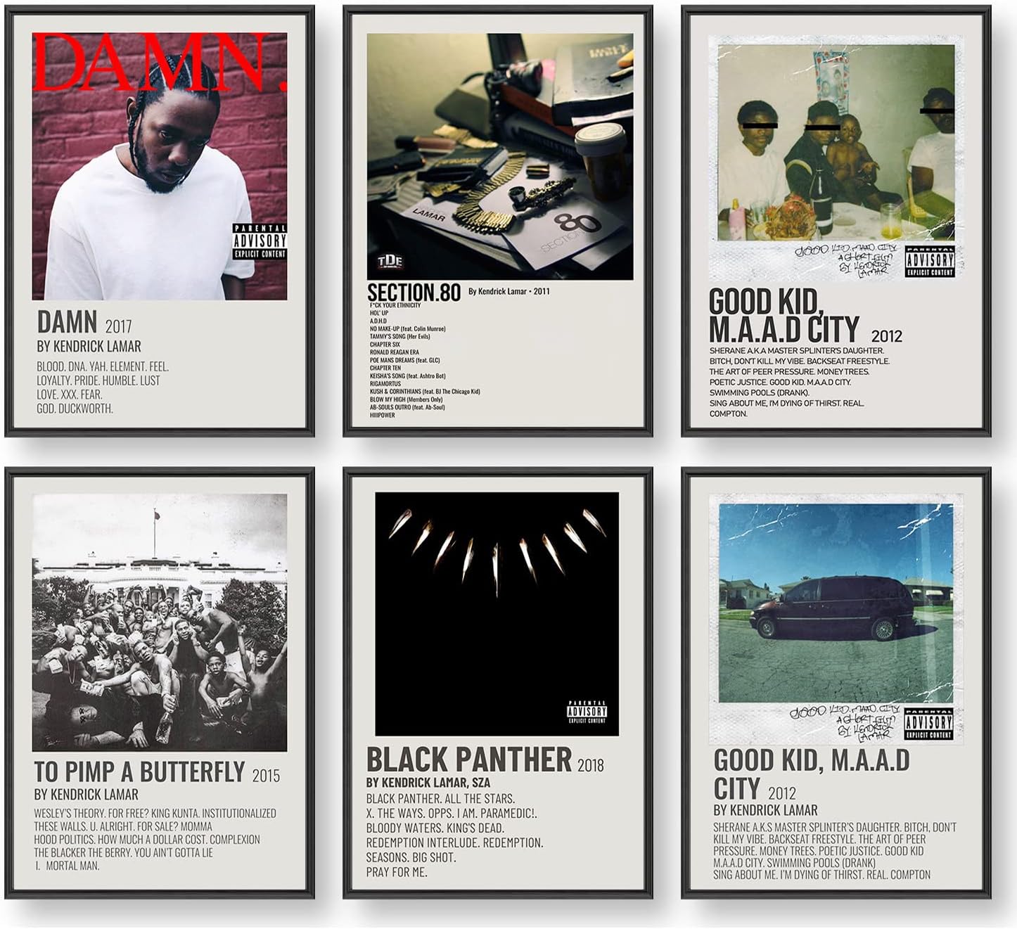 IZOOMIHOME Kendrick Lamar Poster, Album Cover Limited Edition Posters, Music Posters (Set of 6, 8in x 10in, Unframed)