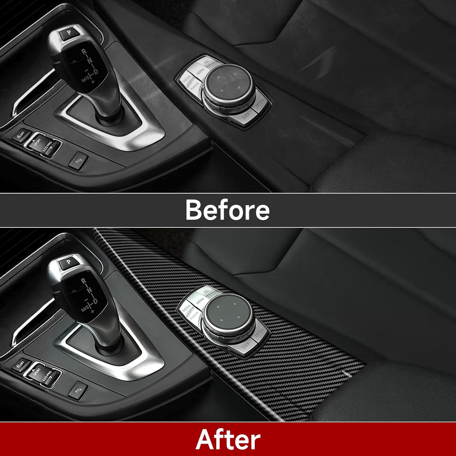 Car Multimedia Cover Sticker Wrap Carbon Color ABS Decal Trim fits for BMW F30 F31 F34 3GT F32 F36 Accessories - F33 Convertible NOT FIT