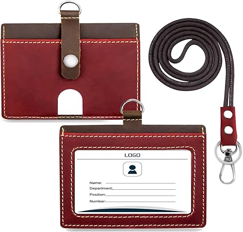 Vista 39 de Boshiho. Funda vertical, de piel, para tarjeta de identificación con cordón resistente., Bolso