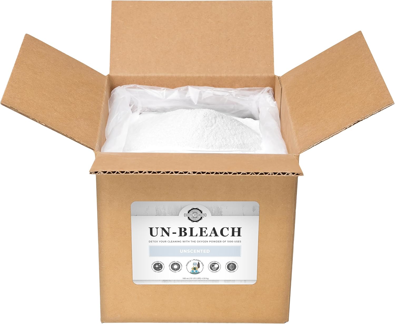 Rustic Strength Un-Bleach, Oxygen Bleach Alternative, Color Safe, Non-Toxic, Odor & Stain Remover, Biodegradable, 10 lb