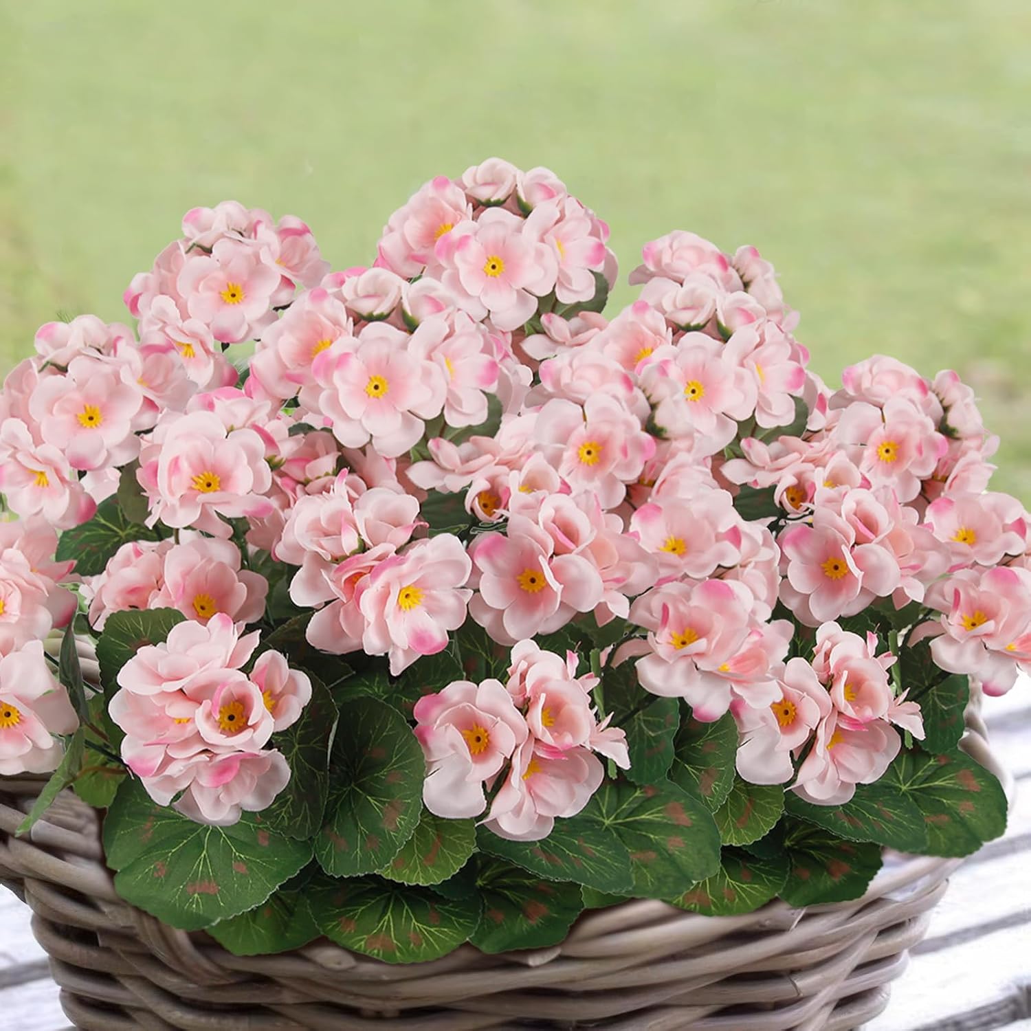 3 Pcs Artificial Flowers Silk Geraniums for Outdoors UV Resistant Pink Artificial Geranium Bush Faux Flowers Plant Geraniums for Garden Home Decor Indoor Patio Vase Table Centerpiece - Image 7