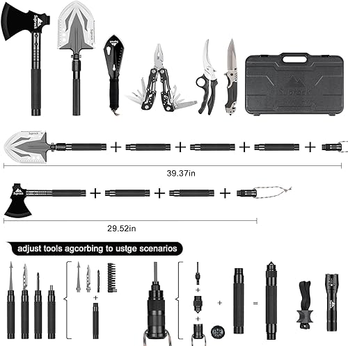 Miniatura 6 de Hacha de pala de supervivencia  Pala plegable para acampar, equipo militar de acero de alto carbono multiusos, para exteriores, tácticas,