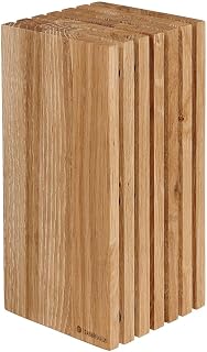 Zassenhaus Slotted Knife Block for 12 Knife Storage, 5.4" x 5.4" x 10.8"H-Oak Wooden Knife Block-Countertop Knife Holder