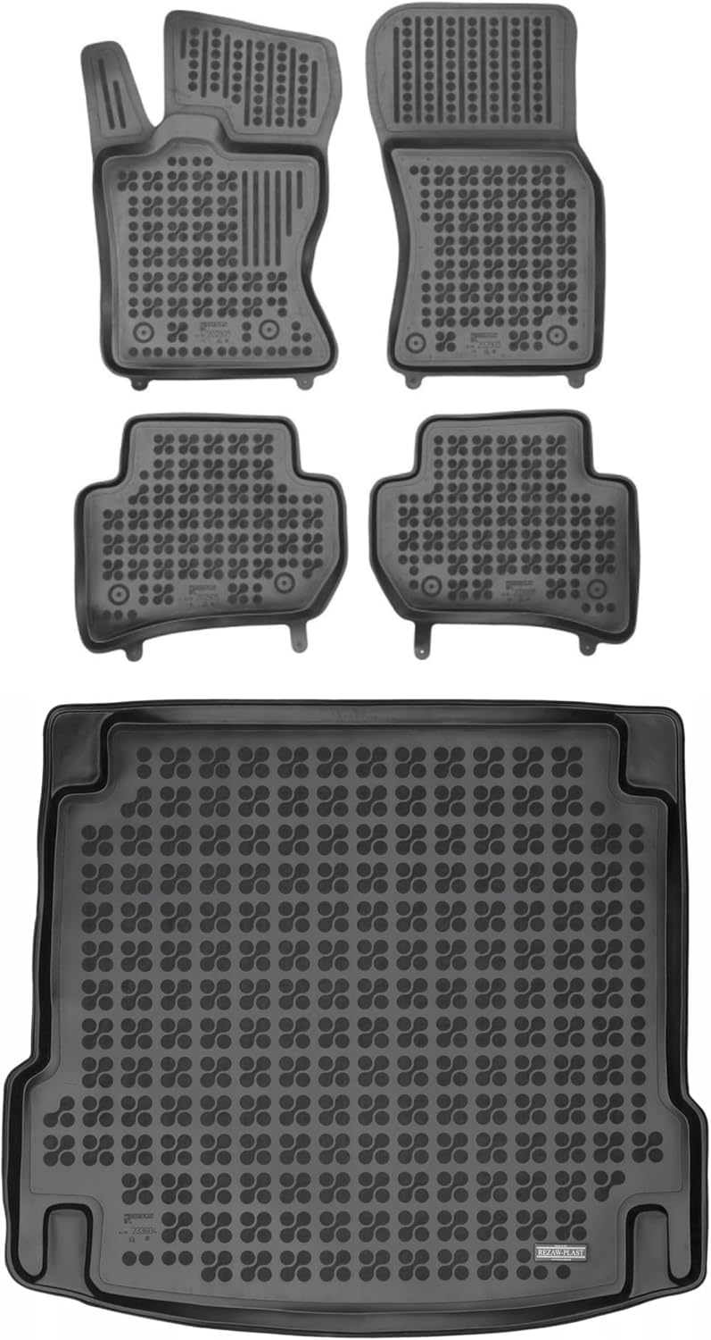 REZAW-PLAST All Weather Floor Mats Compatible with 2016-2023 Jaguar F-Pace Floor Liners Custom Fit Mats Tailored All Season SUV Accessories Black (16-24 F-Pace Floor Mats & Cargo Mat)