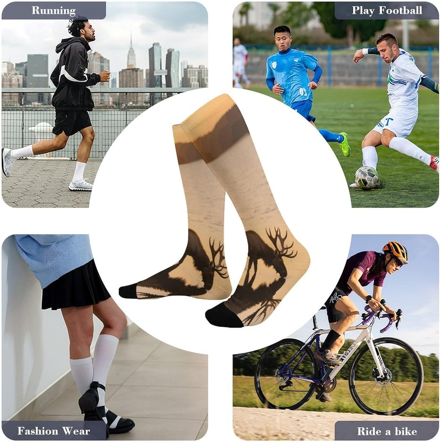 Moose in The River Knee High Soccer Socks Moisture Wicking