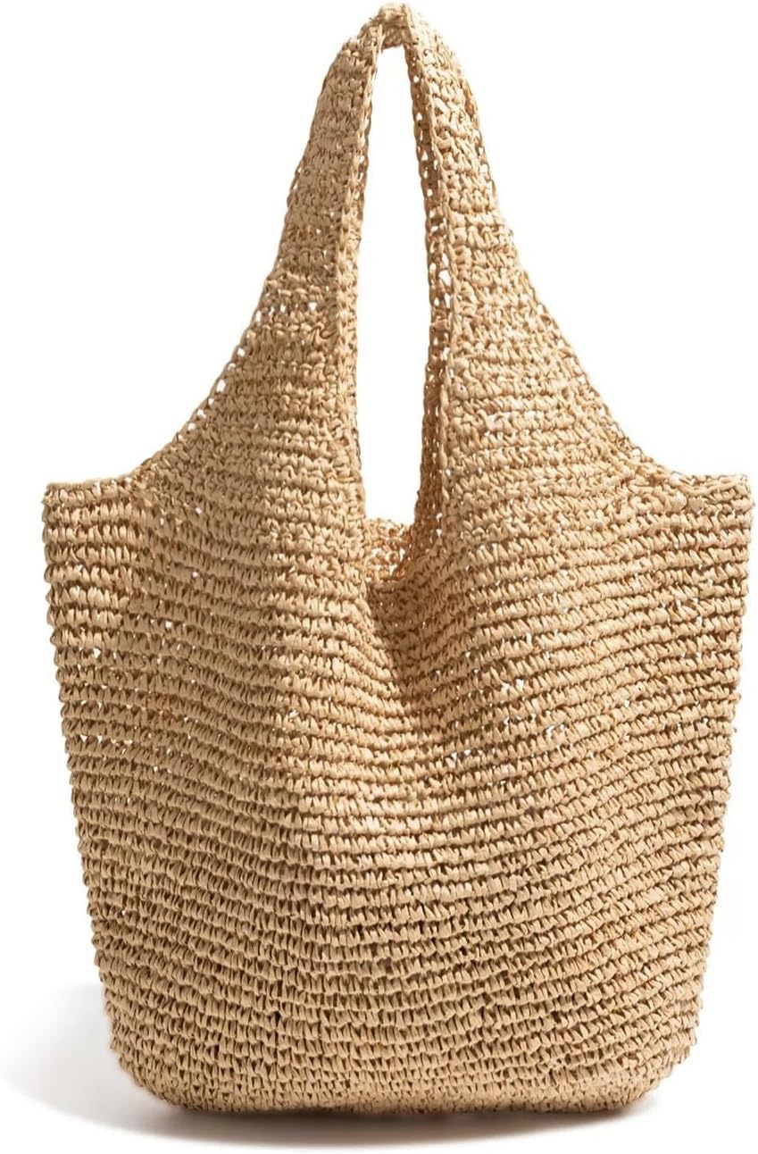 Beach Bags for Women,Summer Soft Large Woven Shoulder Handbags Boho Straw Tote Bags for Travel Vacation 2026