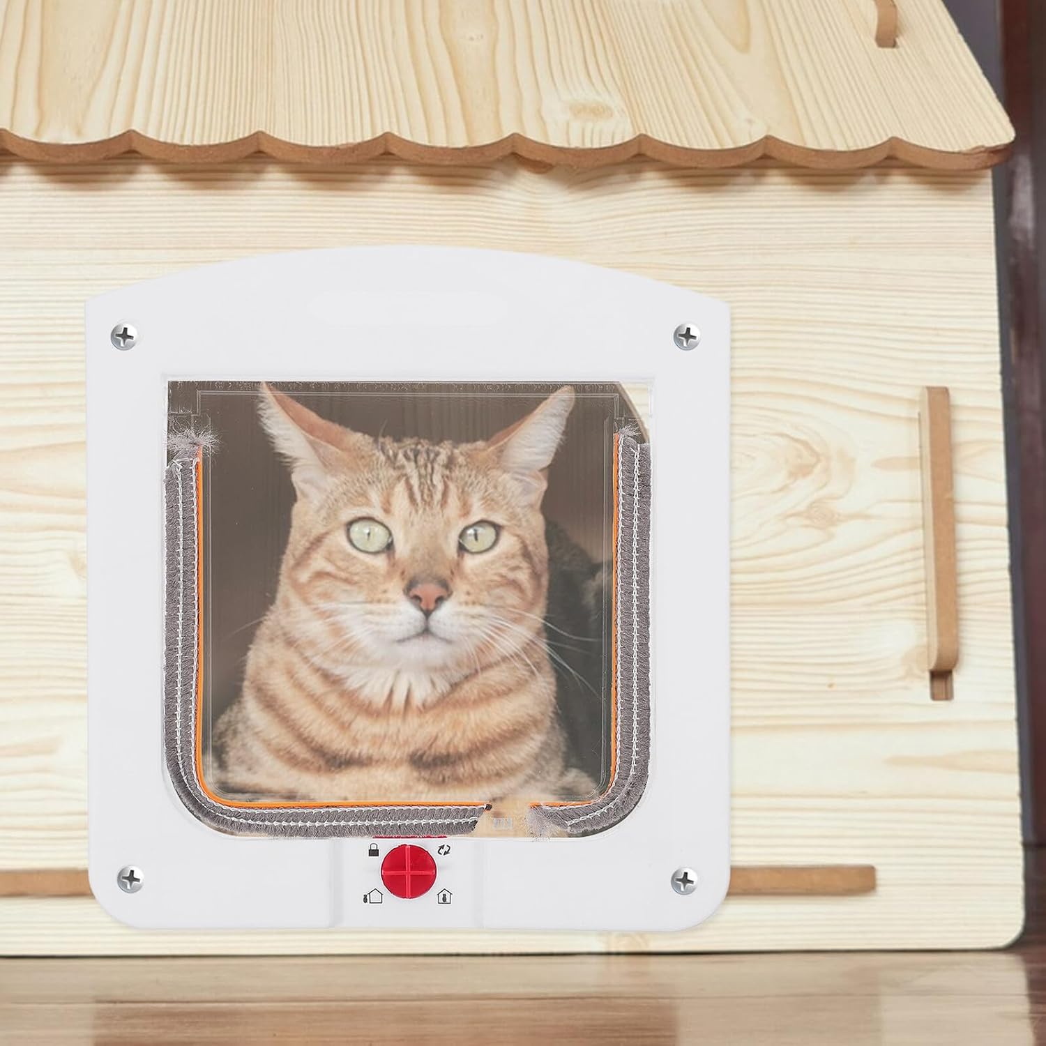 Cabilock Lockable Adjustable Pet Door for Interior Doors, Two-Way Cat and Dog Flap, Small Animal Gate for Indoor Use with Controlled Access