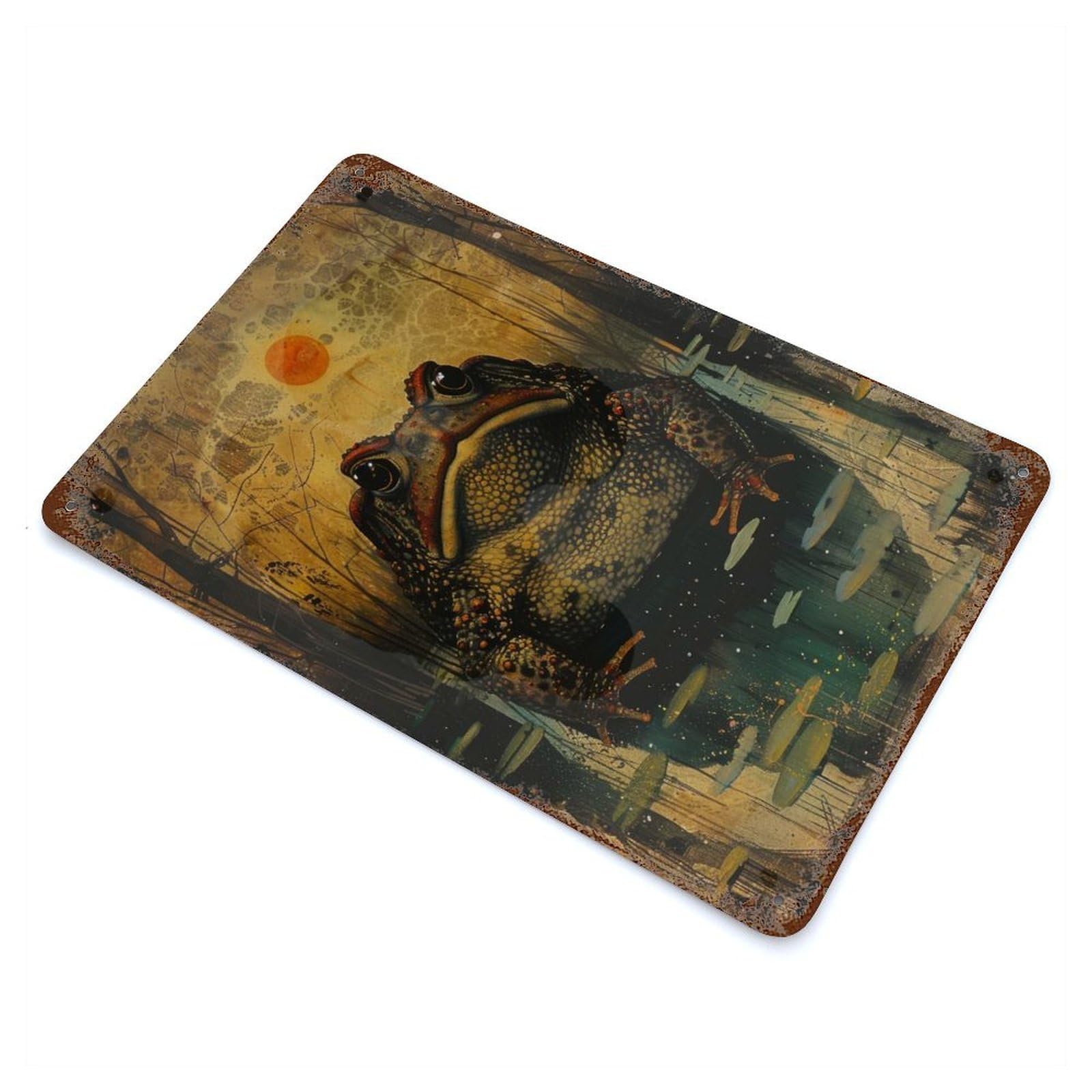 Garage Style Midnight Toad Vintage Rust Metal Sign 11.8"x7.9", Industrial Home Decor for Bar And Workshop