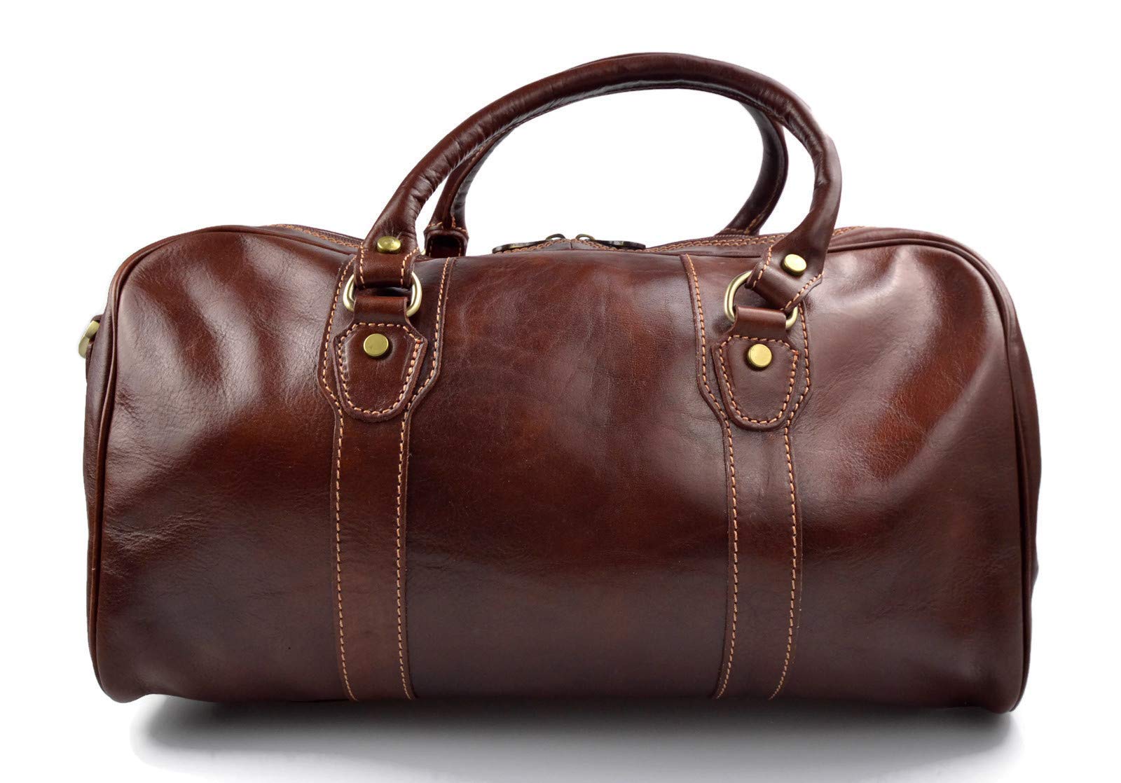 Bolso de viaje maleta marron bolso deportivo mujer hombre bolso de cuero con asas y correa de piel genuina bolso de mano de viaje bolso de espalda