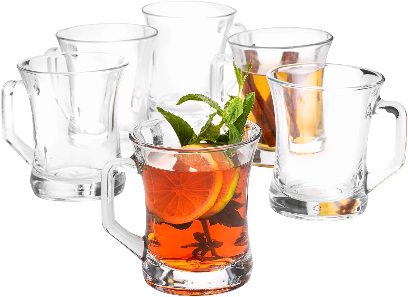Glass Coffee Mugs with Handle, 7.5 oz Clear Glass Tea Cups for Hot or Cold Drinks, Set of 6 - Image 9