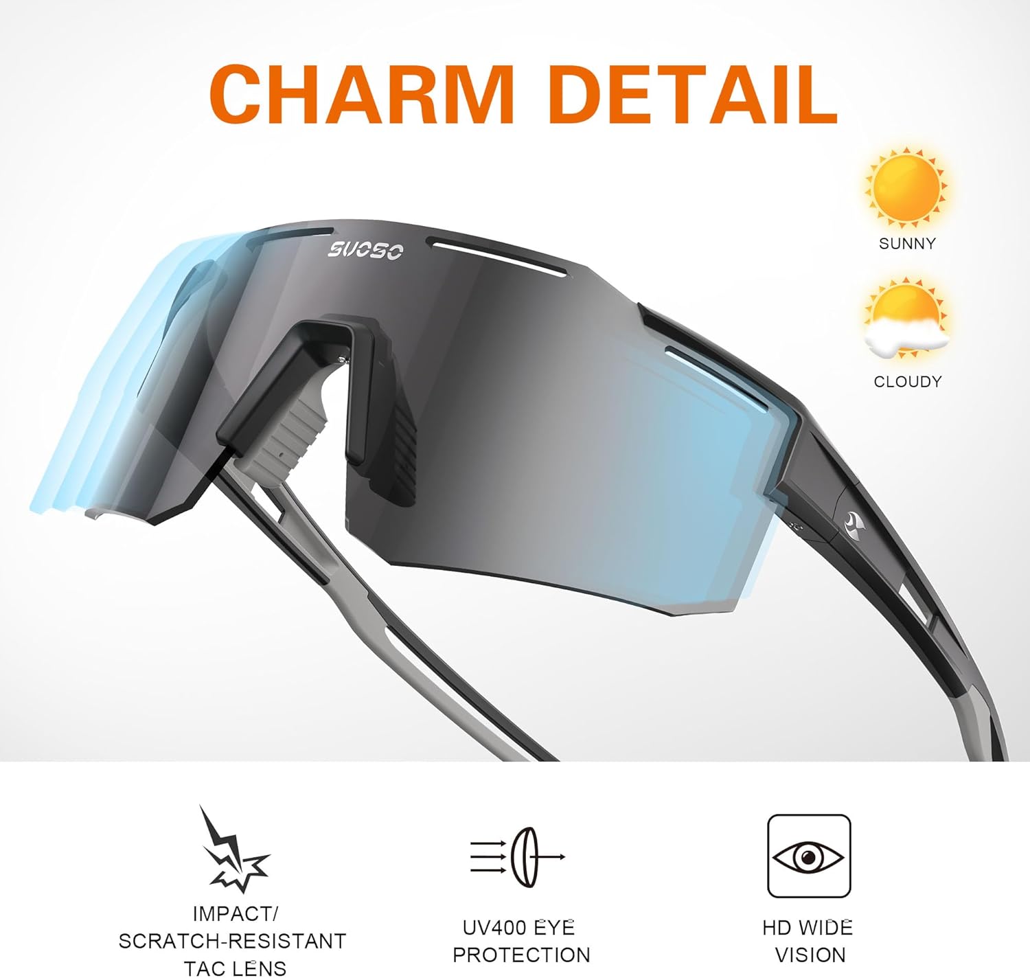 suoso Cycling Polarized Sunglasses for Men: UV400 Protection Glasses Running Baseball Softball Sports Goggles for Youth Women - Image 4