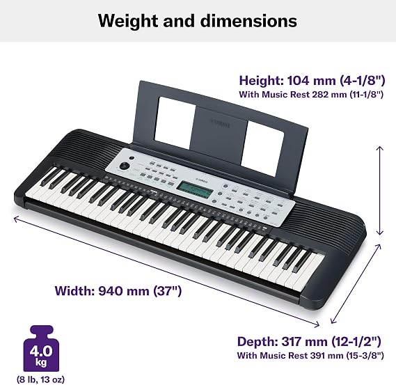 Yamaha YPT270 لوحة مفاتيح محمولة 61 مفتاحًا مع محول طاقة (حصري من أمازون)