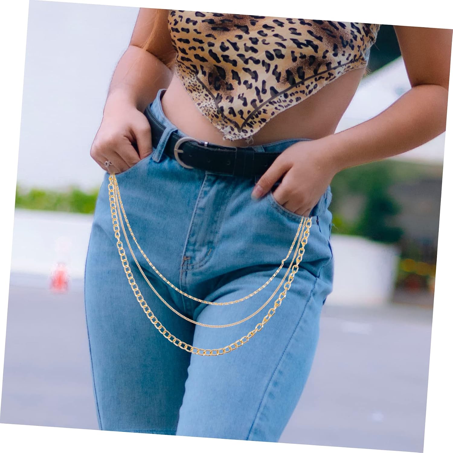 COLLBATH 2pcs Metal Pants Chain for Men and Women Decorative Jeans Chains Wear-resistant Pocket Watch Stylish Punk Trousers Accessories for and Stage Performance
