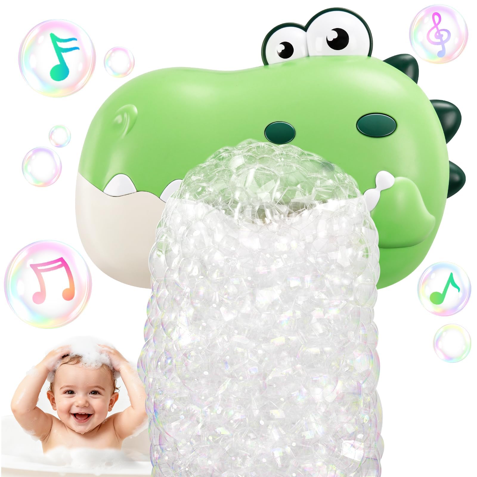 Rechargeable Dinosaur Bath Bubble Machine with Music – Fun Bathtime Toy for Toddlers