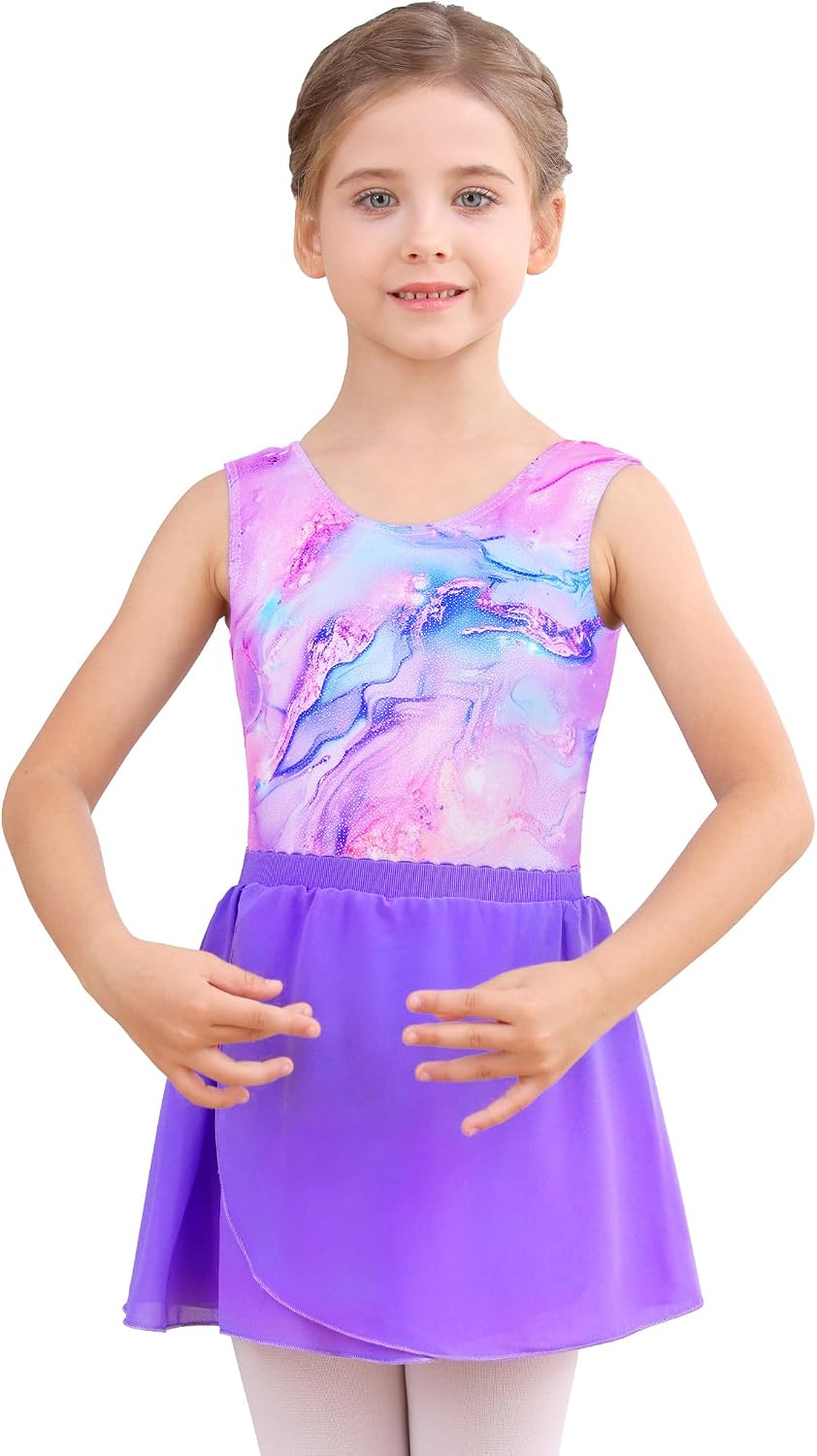 Gymnastics Leotards for Girls with Removable Skirt 2-in-1 Dance Ballet Performance Outfit Ages 2-12 Years