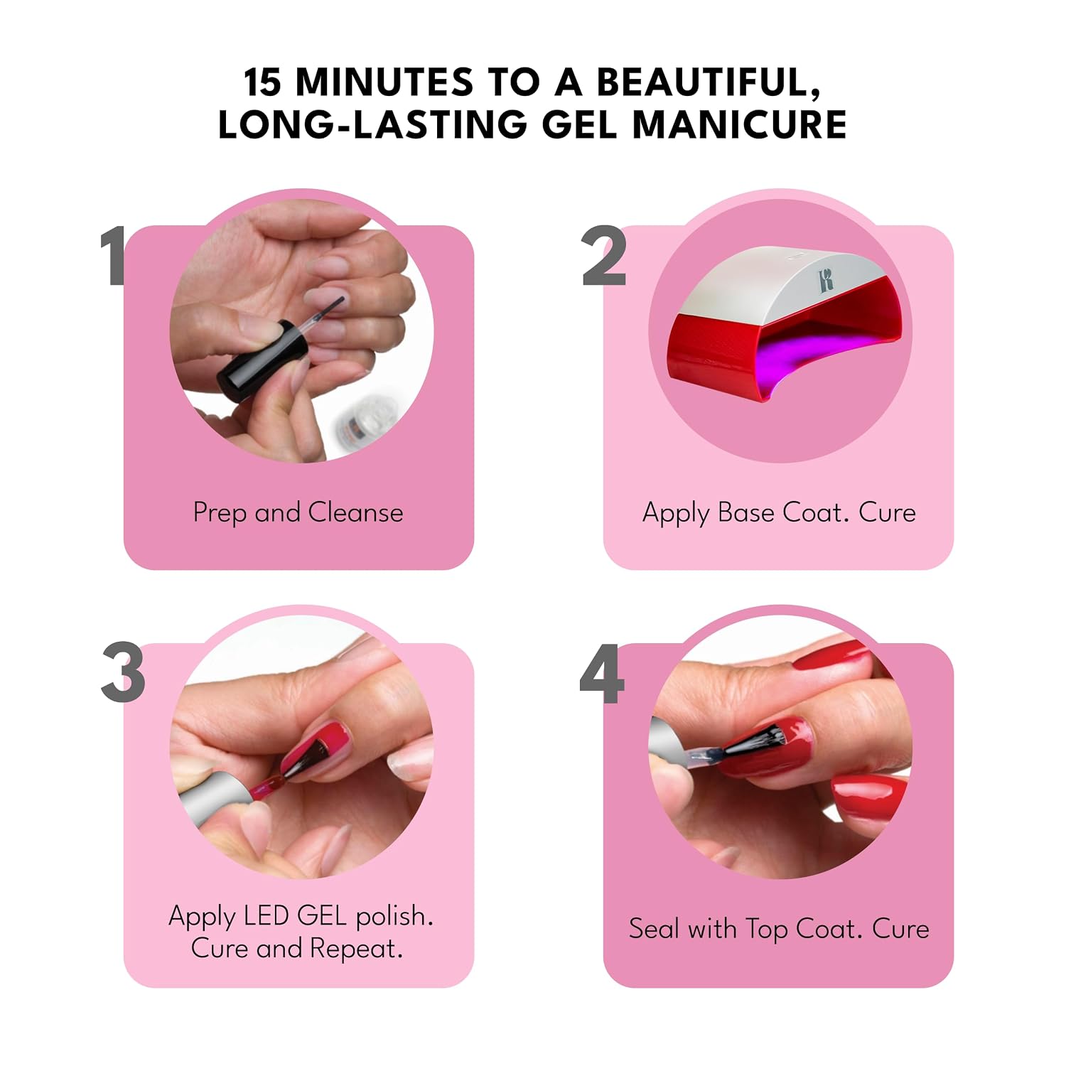 Red Carpet Manicure Fortify & Protect Kit – Essentials for UV/LED Gel Application. Vitamin A & Biotin Infused, Long-Lasting, Chip-Resistant Manicure