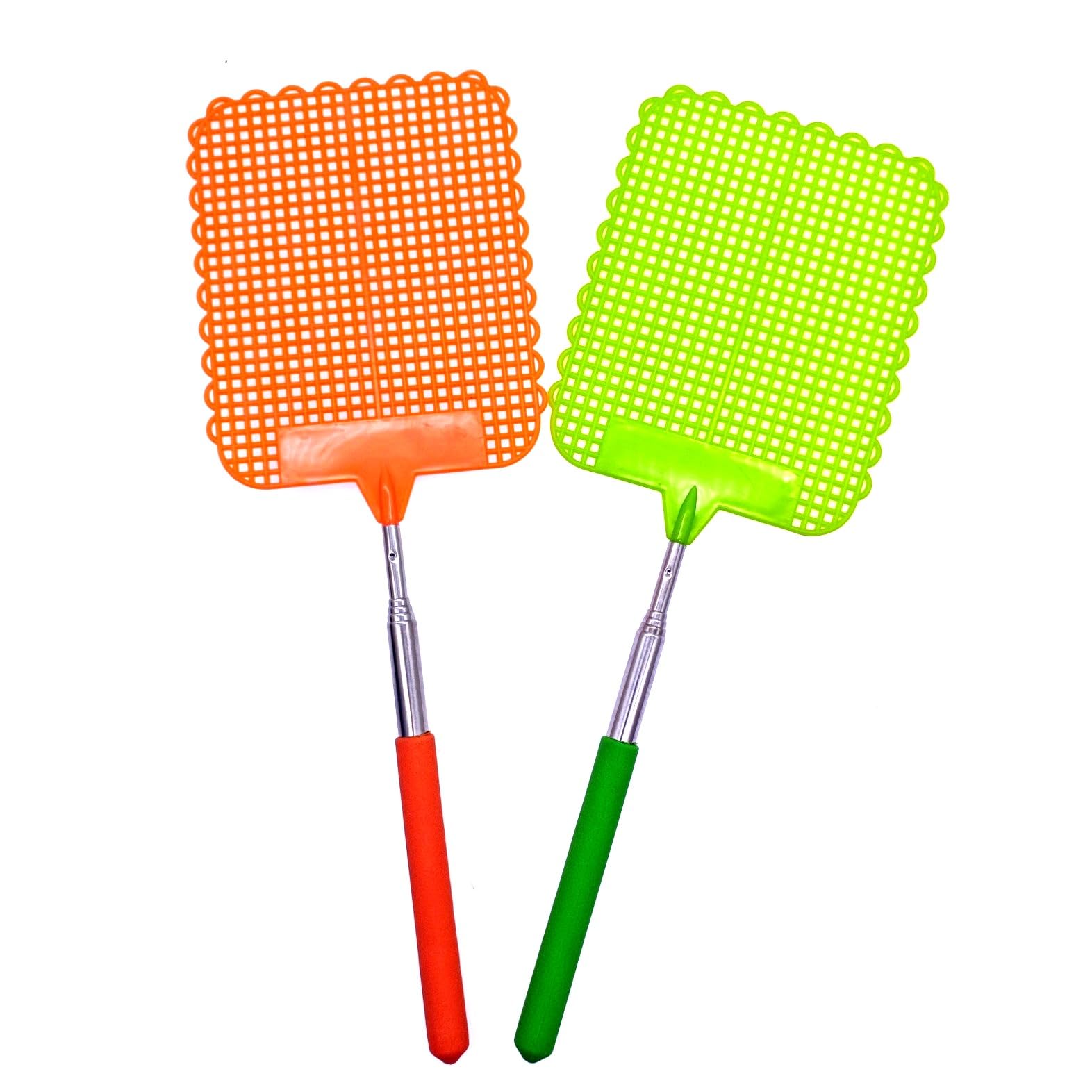 JZK 2x Scacciamosche telescopiche estensibili con manico lungo, plastica racchetta a mano per mosche acchiappa-mosche manuale per interni ed esterni, scaccia insetti per vespe/insetti