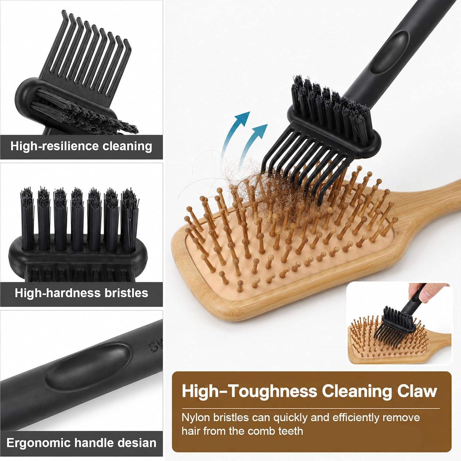 2Pcs 2in1 Hair Brush Cleaner Remover Tool Portable Comb Dust Cleaner