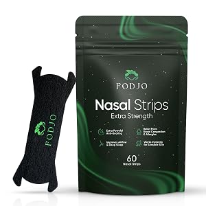FODJO Extra Strong Nasal Strips Heavy-Duty Nose Strips for Snoring Relief Improved Breathing 60 Count Drug-Free Sleep Aid