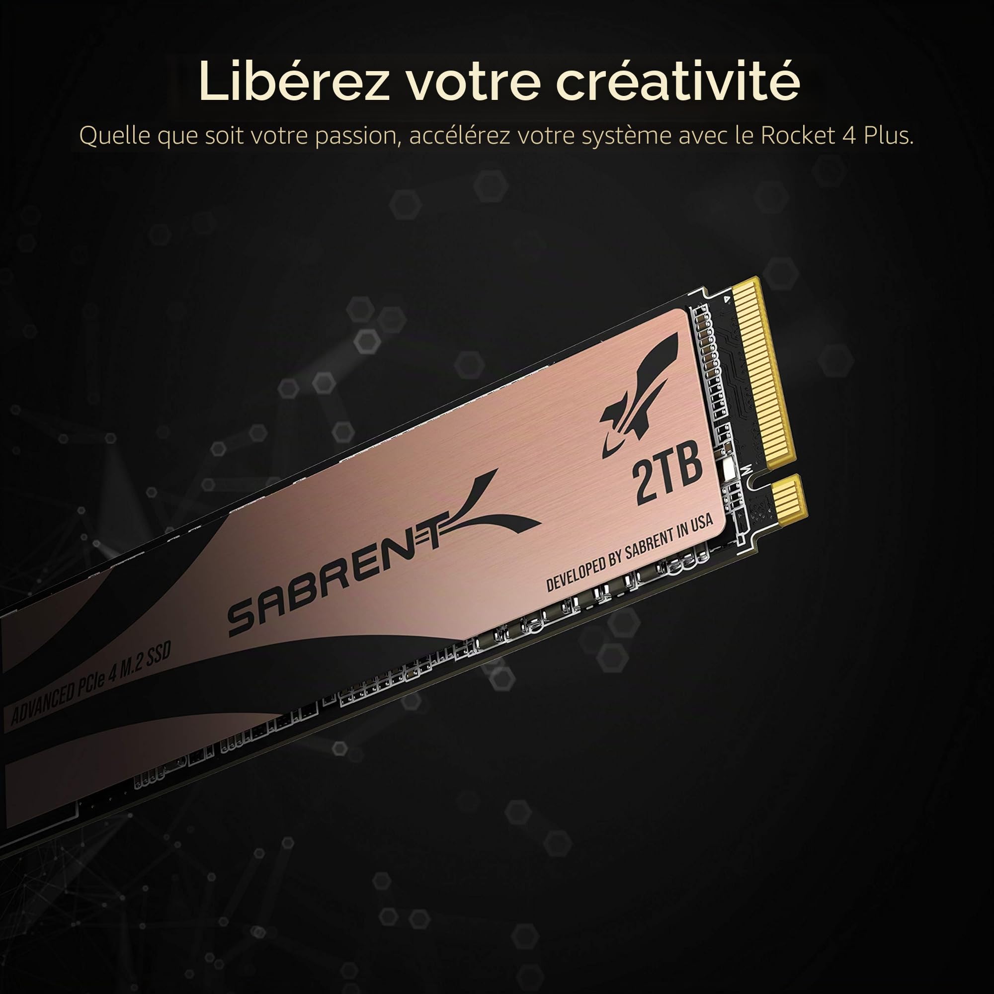 SABRENT M.2 NVMe SSD 2To Gen4, SSD Interne 7100Mo/s en Lecture, Disque Dur Interne PCIe 4.0 pour Les Joueurs, Compatible avec PlayStation 5, Console PS5, PC, Laptop, Desktop, NUC (SB-RKT4P-2TB)