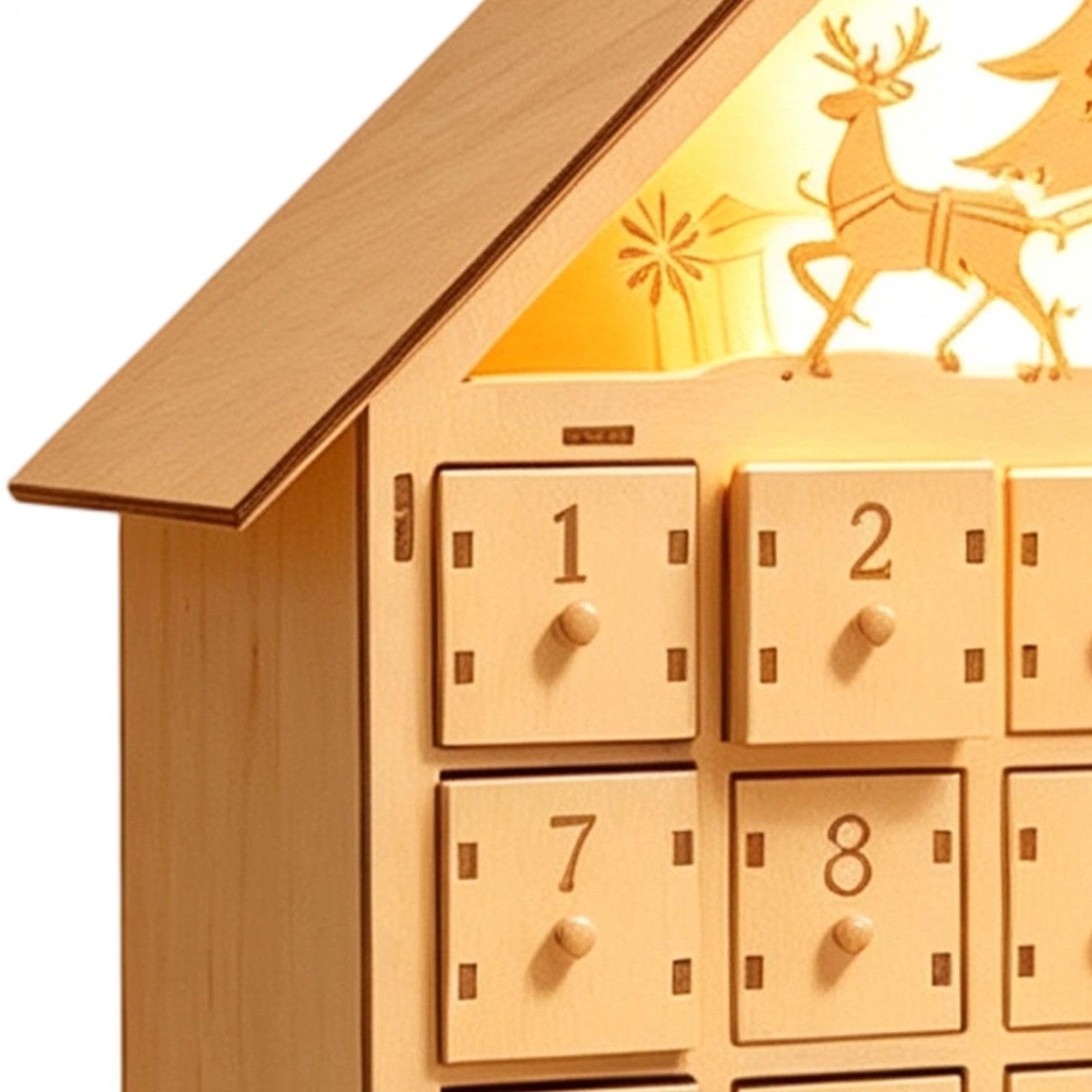 Calendario dell'Avvento per Natale, mobile da scrivania in legno a forma di