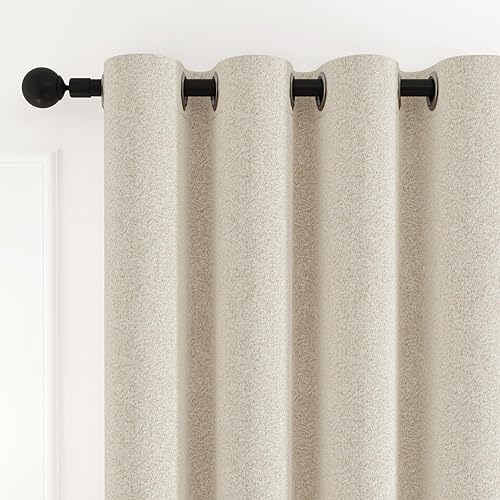 Miniatura 6 de Anmao Cortinas opacas con aislamiento térmico total para dormitorio, sala de estar, juego de 2 paneles de 84 pulgadas de largo, con ojales florales