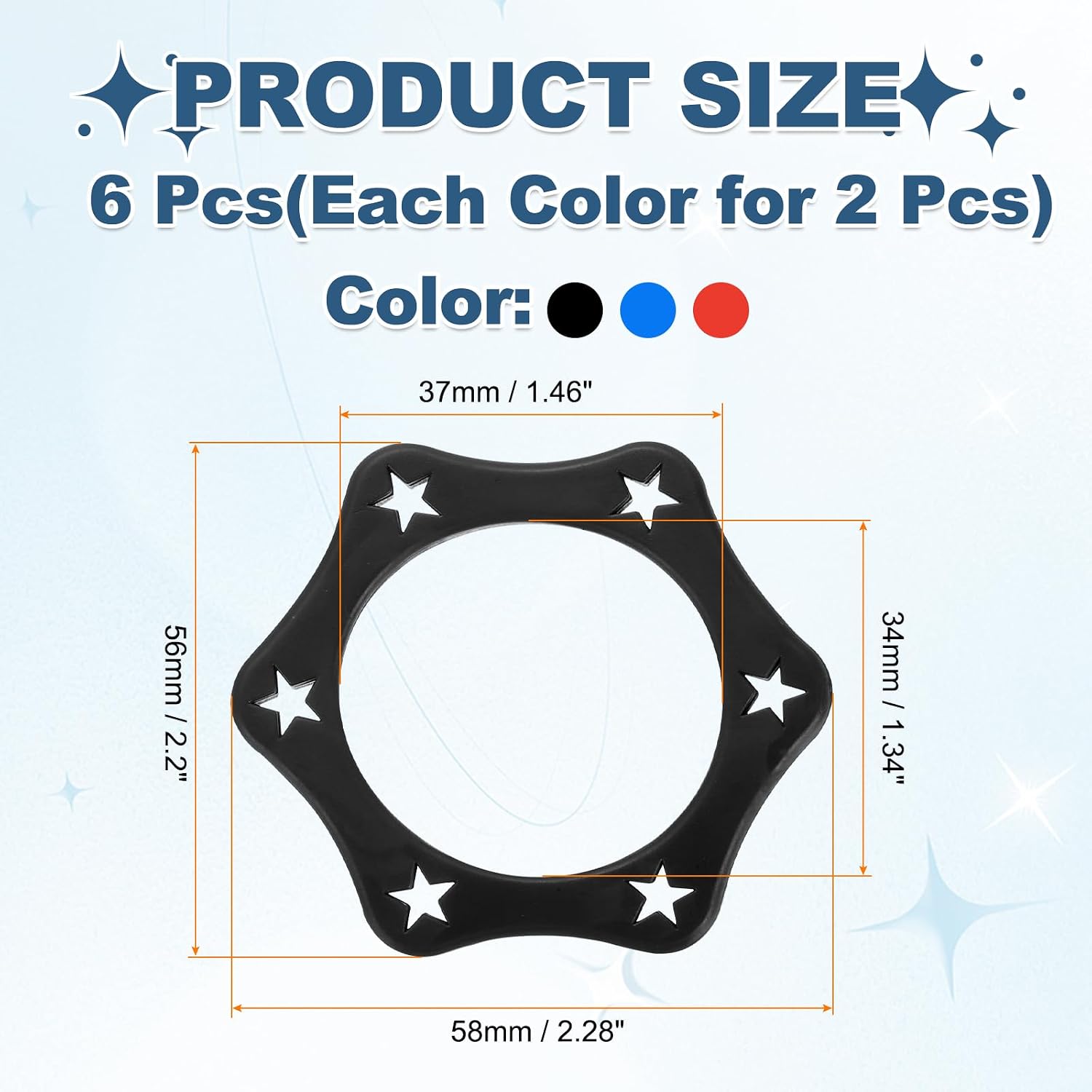 MECCANIXITY 1.34" Hexagonal Rubber Microphones Rolling Protection Ring for KTV Mic Device Shake-proof Design Protects Against Falling and Slipping, Black/Orange/Red