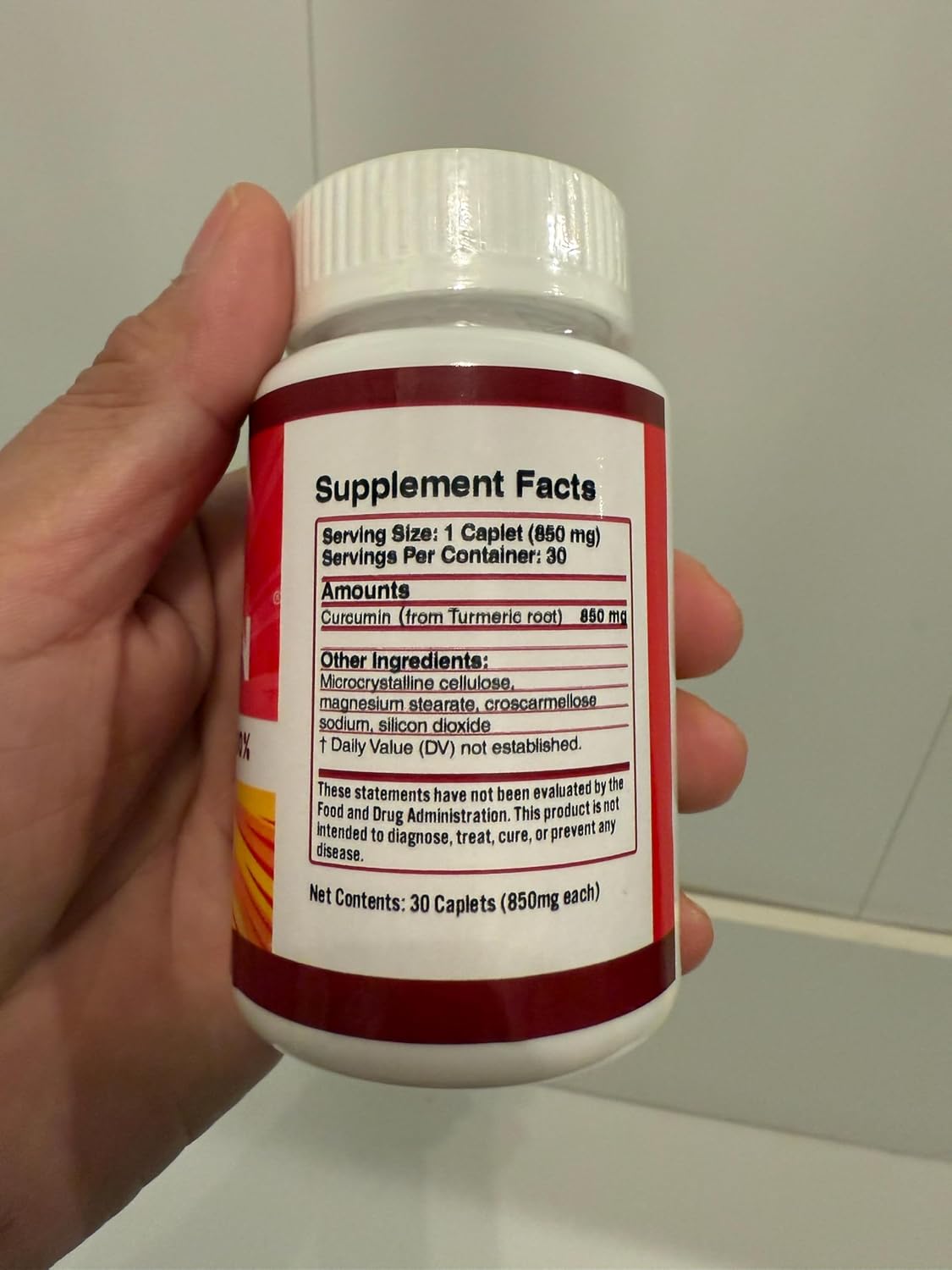 Curcumin Turmeric Curcuma Supplement, 850 mg, 30 Capsules