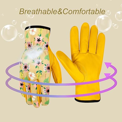 Miniatura 10 de Guantes de jardinería para mujer, de cuero resistente, a prueba de espinas, guantes de trabajo para mujeres, para excavar y plantar