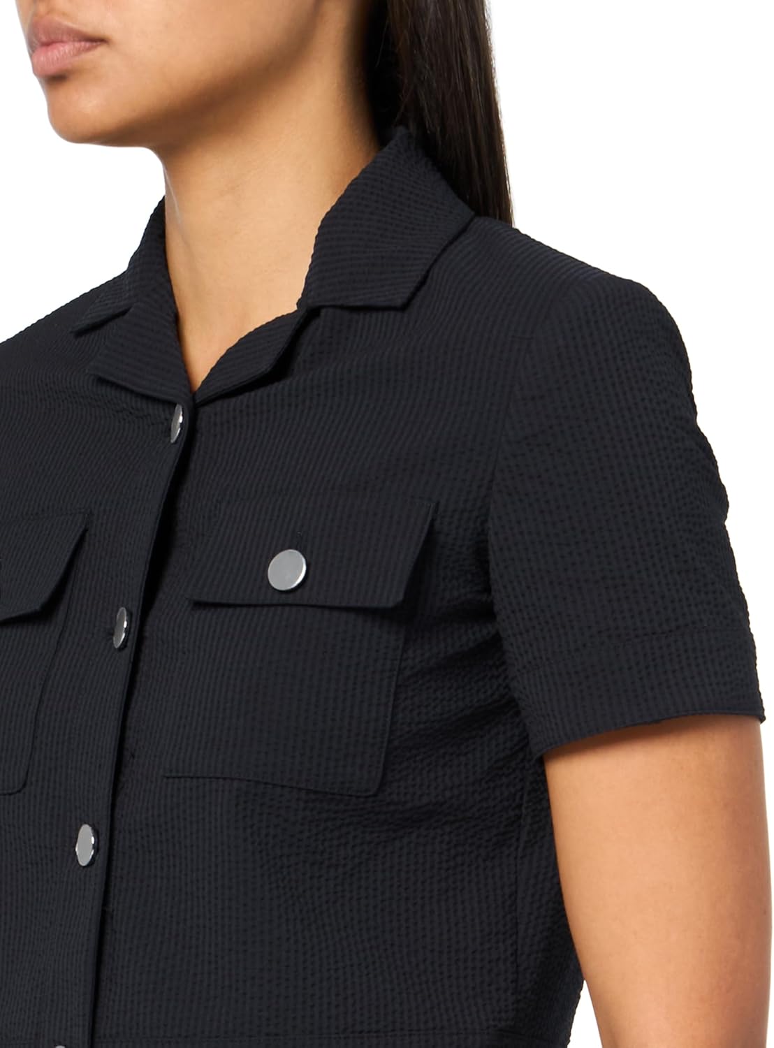 Theory Womens Short Sleeve Crop Seer Sucker Suit